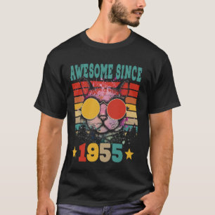 Vintage Retro Awesome Since 1955 Cat Sunglasses 67 T-Shirt