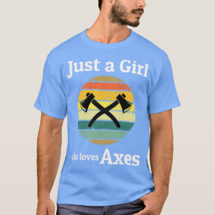 Vintage Retro Axe Throwing Girl Thrower Hatchet T-Shirt