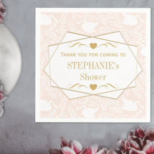 Vintage Retro Baby Girl Swan Pattern Baby Shower Napkin