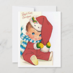 Vintage Retro Baby's First Christmas Holiday Card