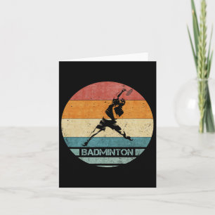 Vintage Retro Badminton Player Silhouette Sunset F Card