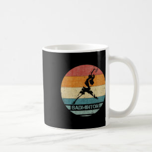 Vintage Retro Badminton Player Silhouette Sunset F Coffee Mug
