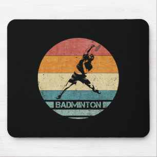Vintage Retro Badminton Player Silhouette Sunset F Mouse Mat