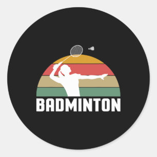 Vintage Retro Badminton Shuttle Player Classic Round Sticker