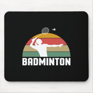 Vintage Retro Badminton Shuttle Player Mouse Mat