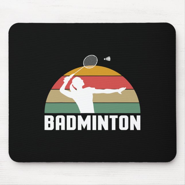 Vintage Retro Badminton Shuttle Player  Mouse Mat (Front)