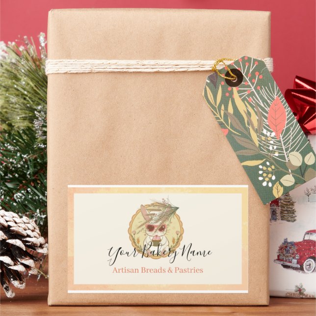Vintage Retro Bakery Business Card Rectangular Sticker (Holiday)