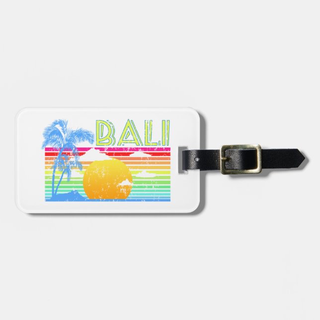 Vintage Retro Bali Luggage Tag (Front Horizontal)