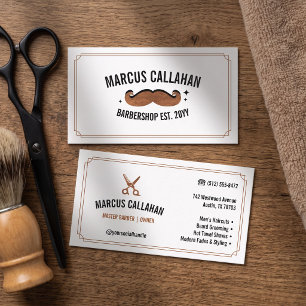 Vintage Retro Barbershop Moustache Hair Stylist Business Card