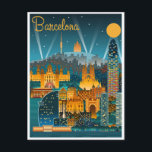 vintage retro Barcelona Spain Travel Art  Postcard<br><div class="desc">vintage,  retro,  travel,  modern,  watercolor,  classic,  Barcelona,  Spain postcards,  Barcelona Spain, </div>