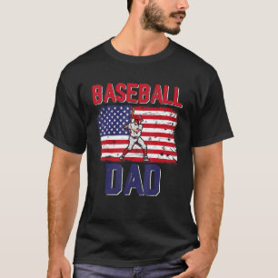 Vintage Retro Baseball Dad Player American Flag Fa T-Shirt