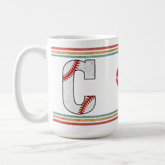 Vintage Retro Baseball Letter C Typography Coffee Mug