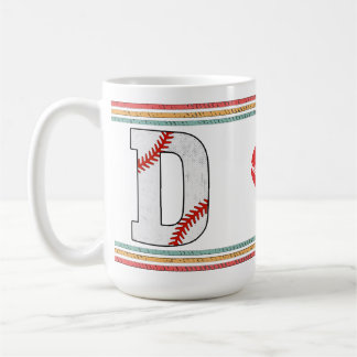 Vintage Retro Baseball Letter D Design Coffee Mug