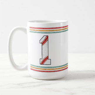 Vintage Retro Baseball Number 1 Design Coffee Mug