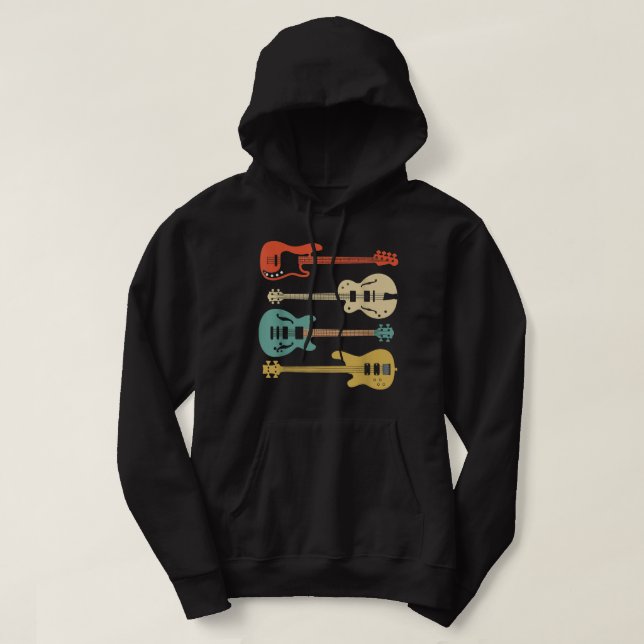 Vintage Retro Bass Guitar Hoodie (Design Front)