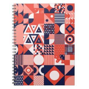 Vintage retro bauhaus design vintage seamless patt notebook
