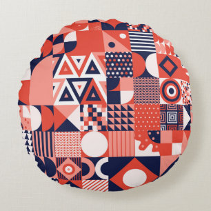 Vintage retro bauhaus design vintage seamless patt round cushion