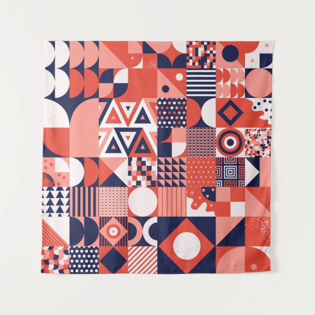 Vintage retro bauhaus design vintage seamless patt tapestry (Front)