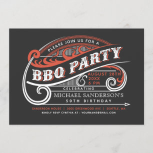 Vintage Retro BBQ Party Invitations