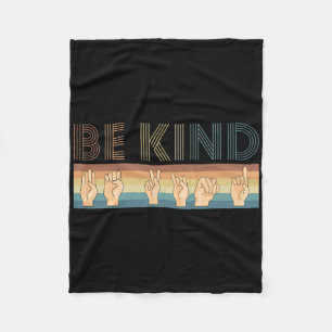 Vintage Retro Be Kind Deaf Fleece Blanket