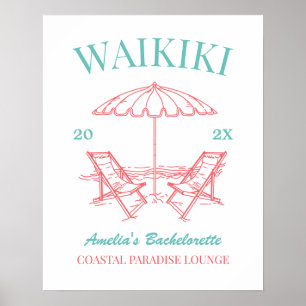 Vintage Retro Beach Bachelorette Party Customised Poster