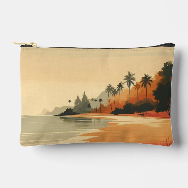 Vintage/retro beach/tropical  accessory pouch (Front)