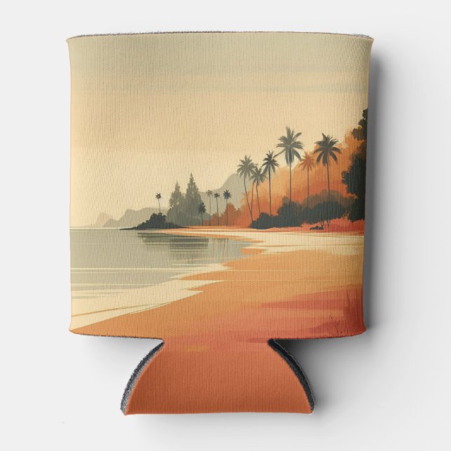 Vintage/retro beach/tropical  can cooler (Front)