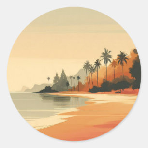 Vintage/retro beach/tropical classic round sticker