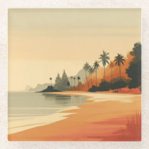 Vintage/retro beach/tropical glass coaster