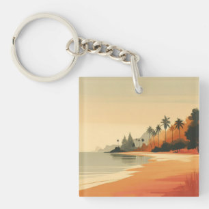 Vintage/retro beach/tropical key ring