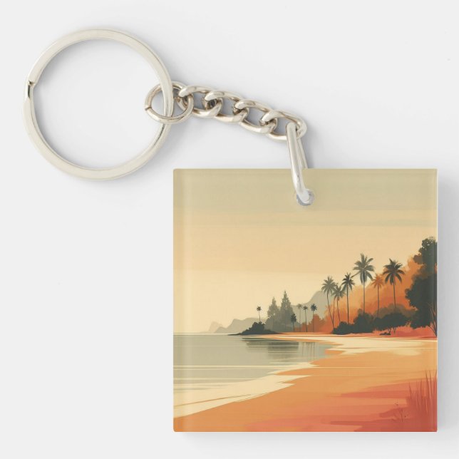 Vintage/retro beach/tropical  key ring (Front)