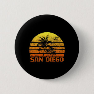 Vintage Retro Beach Vacation San Diego California 6 Cm Round Badge