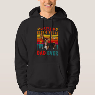 Vintage Retro Best Basset Hound Dad Ever Cute Dog  Hoodie