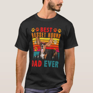 Vintage Retro Best Basset Hound Dad Ever Cute Dog T-Shirt