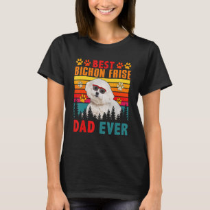 Vintage Retro Best Bichon Frise Dad Ever Cute Dog  T-Shirt