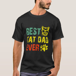 Vintage Retro Best Cat Dad Ever Cat Daddy Father T-Shirt