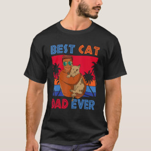 Vintage Retro Best Cat Dad Ever Costume Cat Owner  T-Shirt