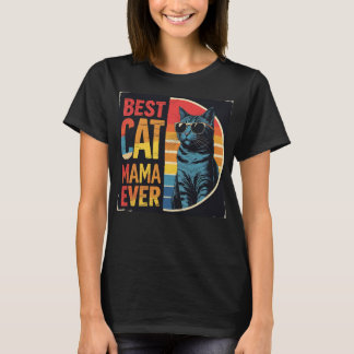 Vintage Retro Best Cat Mama Ever Funny Cat Lover M T-Shirt