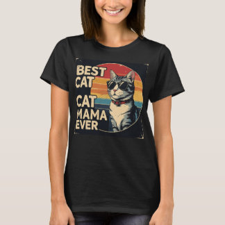Vintage Retro Best Cat Mama Ever Funny Cat Lover M T-Shirt