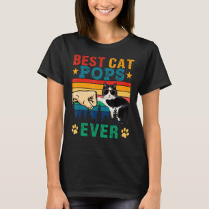 Vintage Retro Best Cat Pops Ever Funny Cat Sunglas T-Shirt