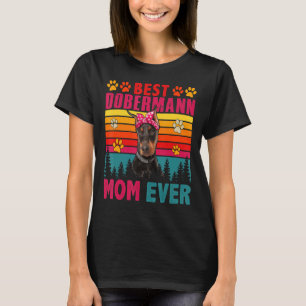 Vintage Retro Best Dobermann Mum Ever Cute Dog Hea T-Shirt