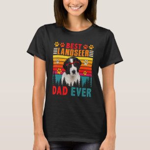 Vintage Retro Best Landseer Dad Ever Cute Dog Sung T-Shirt