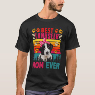 Vintage Retro Best Landseer Mum Ever Cute Dog Head T-Shirt