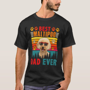 Vintage Retro Best Maltipoo Dad Ever Cute Dog Sung T-Shirt
