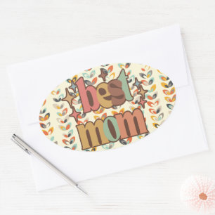 Vintage Retro Best Mum Oval Sticker