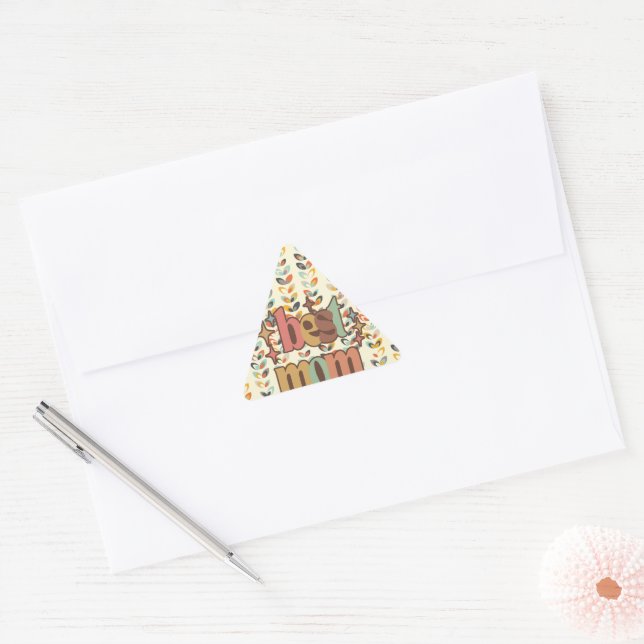 Vintage Retro Best Mum Triangle Sticker (Envelope)