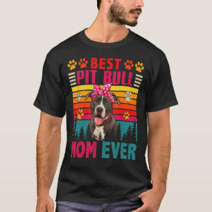 Vintage Retro Best Pit Bull Mum Ever Cute Dog Head T-Shirt