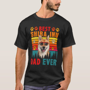 Vintage Retro Best Shiba Inu Dad Ever Cute Dog Sun T-Shirt