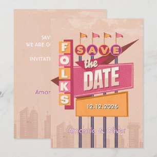 Vintage Retro Billboard Save The Date