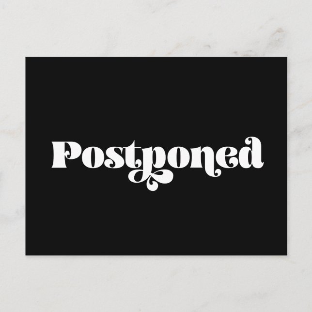 Vintage retro black and white Postponed wedding Postcard (Front)
